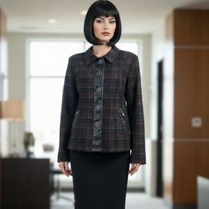 Le Grenier Plaid Button-Down Jacket, Office Siren / Dark Academia Style,size 9